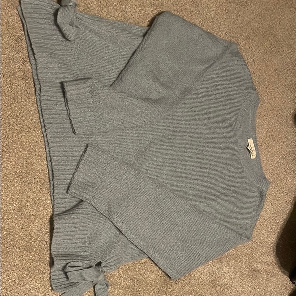 Women's Blue Sweater with Tie Details